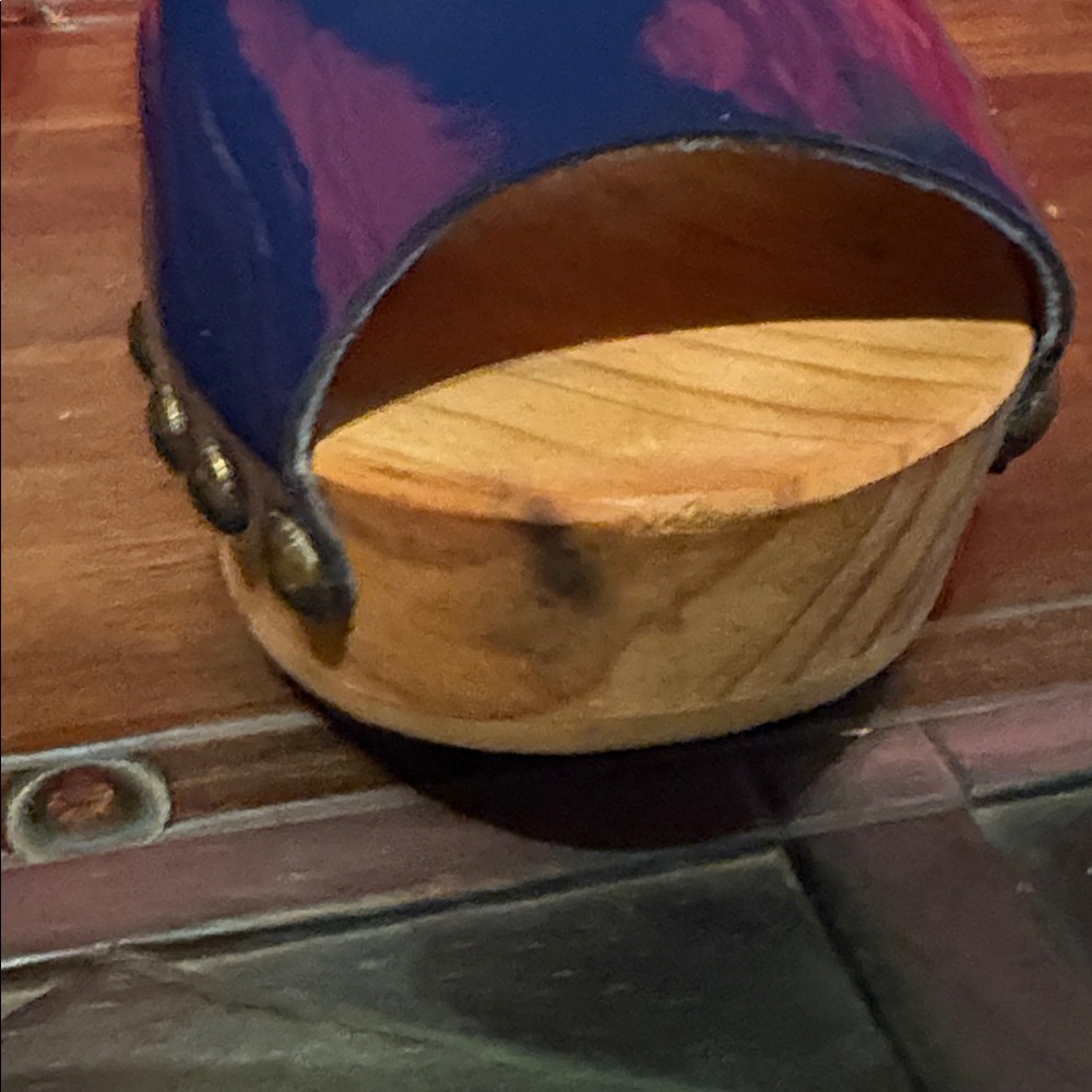 Free People Navy Blue Wooden Heel Mules - Picture 5 of 6